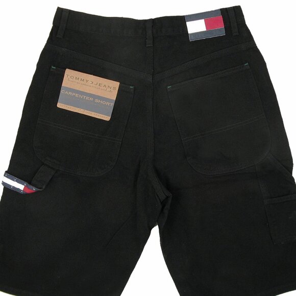 NEW Vintage Tommy Hilfiger Denim Utility Carpenter Shorts! Deep Black  From 2002 - Picture 1 of 2